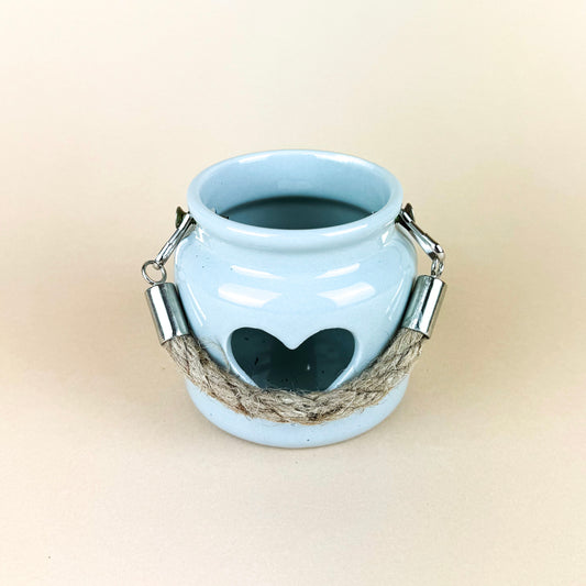 Grey Heart T-Light Holder 7cm