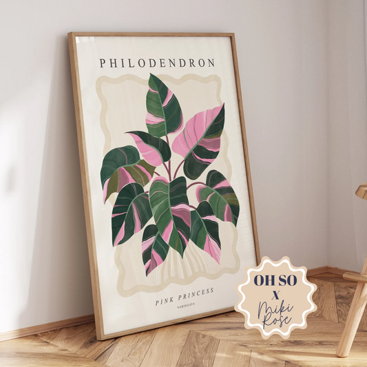 Philodendron Pink Princess A3 Print